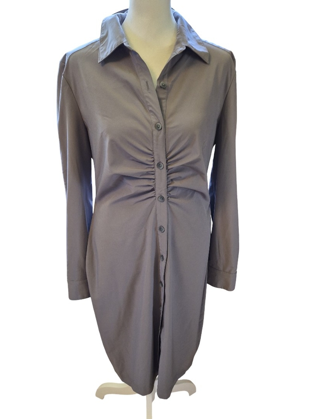 Calvin Klein Lavender Gray Long-Sleeve Shirt Dress